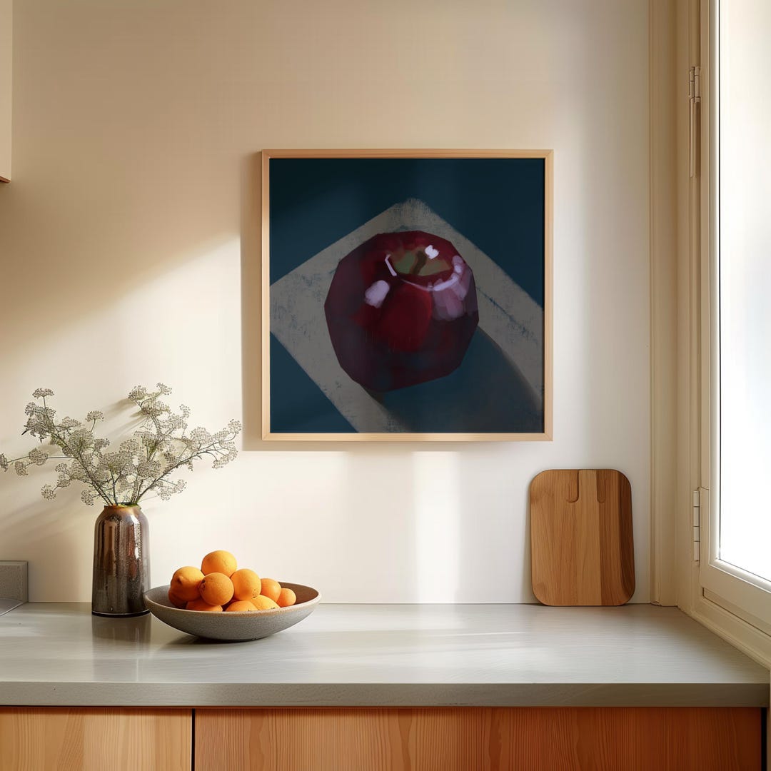 Apple Digital Painting – Minimalist Still Life Art Print - Etsy