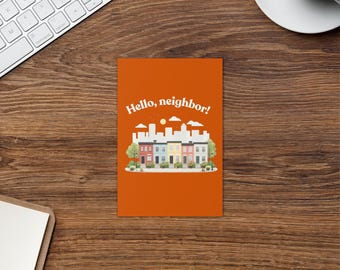 Tarjeta de felicitación "Hola vecino" - Inauguración de casa, tarjeta para un nuevo hogar inspirada en Mr. Rogers