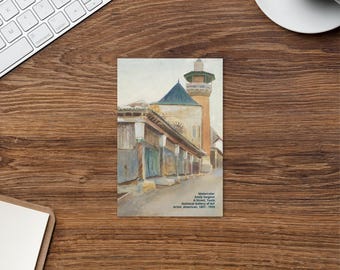 Una calle de Túnez. Postal de Emily Sargent, artista estadounidense, 1857-1929. Acuarela.