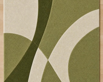 Rugged Rugs Luxury Olive Green Wave Design Area Rug