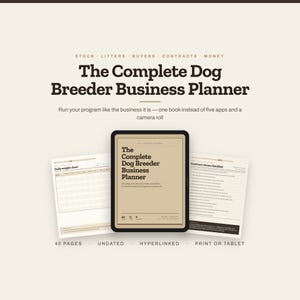 Dog Breeder Planner Printable | Whelping Log, Puppy Weight Chart, Litter Record Book, Buyer & Contract Checklist