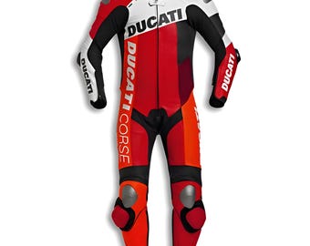 Tuta da corsa in pelle Ducati Corse C6 / tuta da moto / abbigliamento da motociclista da uomo