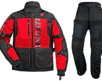Ducati Summer C1 Suit, Red Black Textile Jacket & Pants (Men's Armor Set)