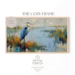 Heron Marsh Frame Tv Download | Painterly Wetland Samsung Frame Art | Coastal Nature Screen Saver