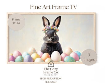 Conejo de Pascua, marco para TV Samsung, arte de conejito de primavera, decoración floral de conejo para Pascua (descarga digital)