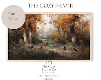 Pheasant Hunting Scene Samsung Frame TV Art Autumn Woodland (Digital Download)