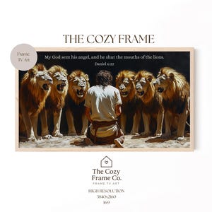 Daniel in the Lions’ Den – Christian Wall Art, Samsung Frame TV Art Digital Download