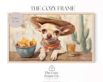 Cinco de Mayo Chihuahua Samsung Frame TV Art, Festive Dog Portrait (Digital Download)