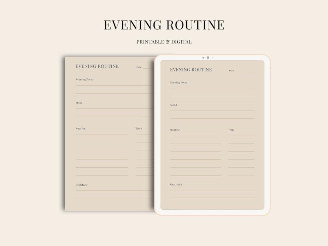 Evening Routine Fillable Evening Routine Planner Printable A4 A5 | Minimalist Routine Planner ...