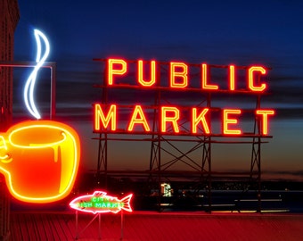 Pike Place Market  Night Photograph 8x10