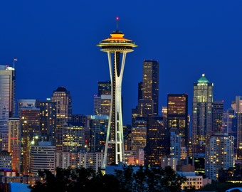 Orange Space Needle Photograph 8x10