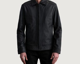 Jaqueta de couro preto fosco Inferno