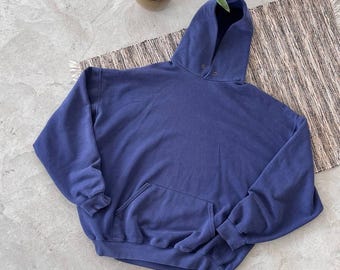 90s Vintage Vintage Fruit of the Loom Faded Blue oversized fit blank Hoodie workwear style
