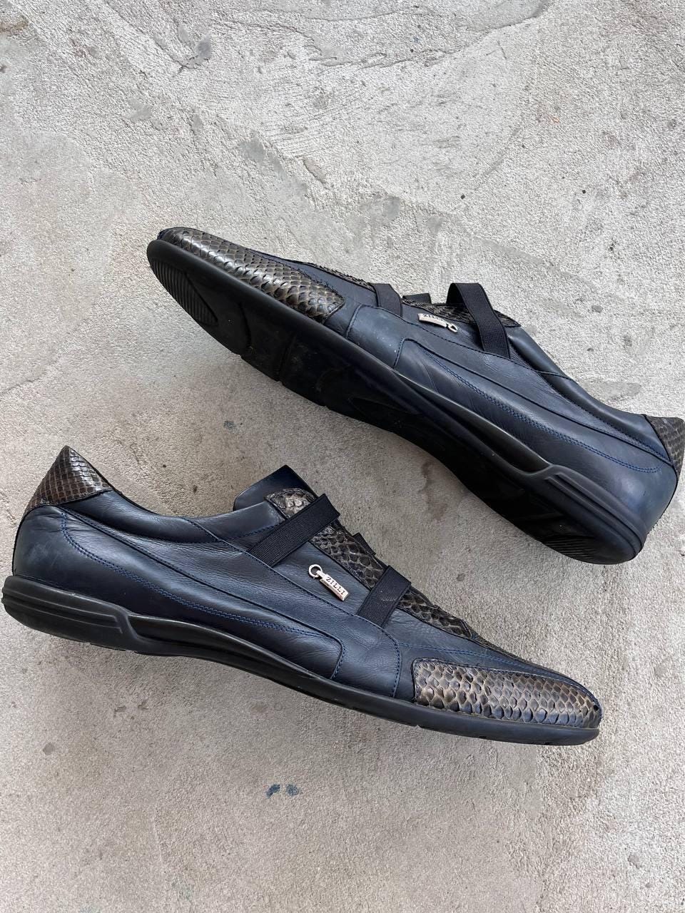 Zilli Python Shoes Vintage Luxury Zilli Black Navy Crocodile Avantgarde Y2K Python Leather ...