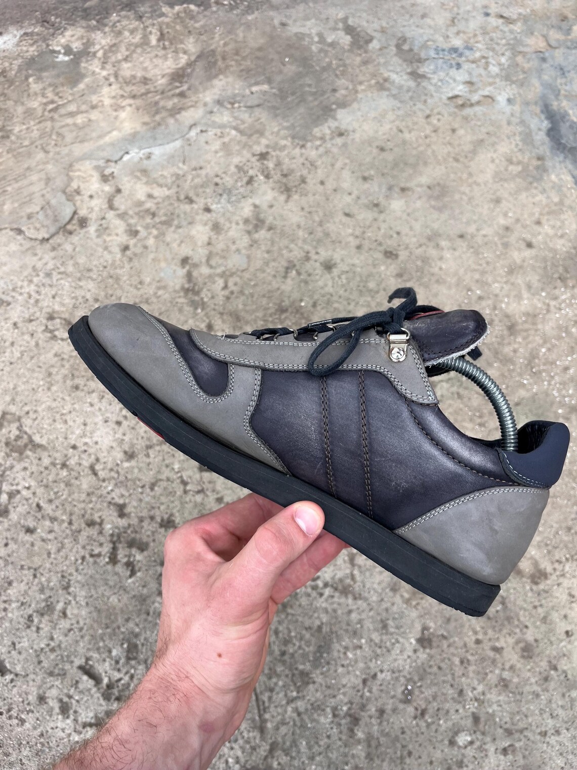 Rare Kiton Grey Leather Low Top Sneakers Luxury Avantgarde, Foto 2 von 5