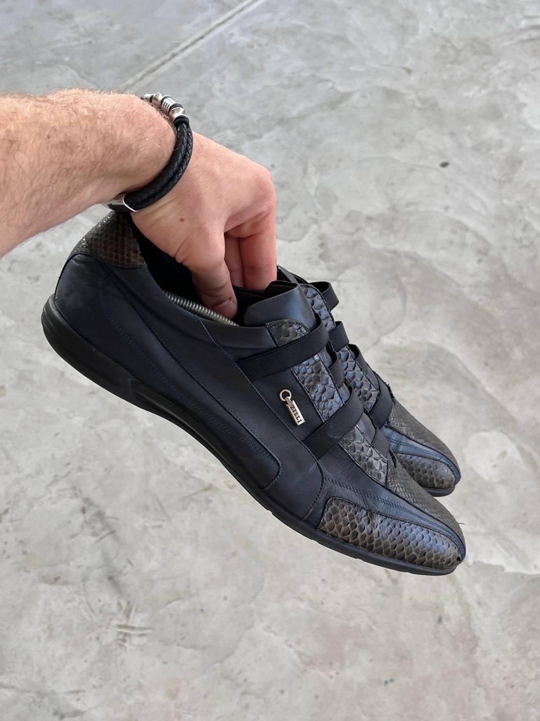 Zilli Python Shoes Vintage Luxury Zilli Black Navy Crocodile Avantgarde Y2K Python Leather ...