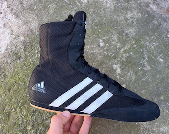 Rare Vintage Adidas Boxing Low Top High Sneakers Black Avantgarde Y2K