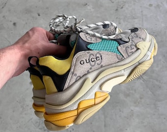 Zeldzame luxe Balenciaga Gucci Triple S The Hacker Project beige gele Y2K vintage lage sneakers