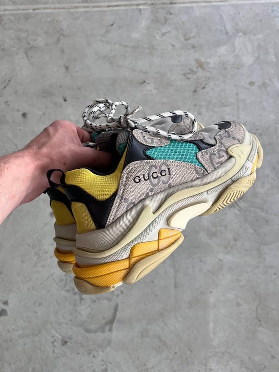 Rare Luxury Balenciaga Gucci Triple S The Hacker Project Beige Yellow Y2K Vintage low Sneakers