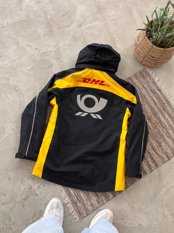 Rare DHL Goretex Jacket Yellow Workwear Waterproof Y2K 2 in 1
