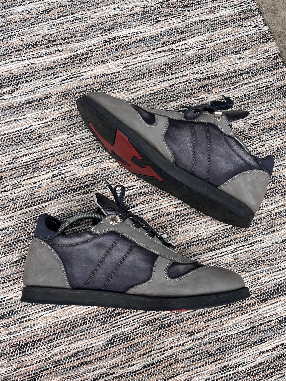 Rare Kiton Grey Leather Low Top Sneakers Luxury Avantgarde, Foto 4 von 5