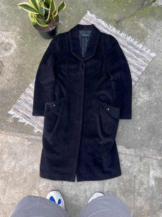 Mugler, Rare Vintage Mugler Black Wool Long Coat Luxury Avantgarde Made in Slovakia
