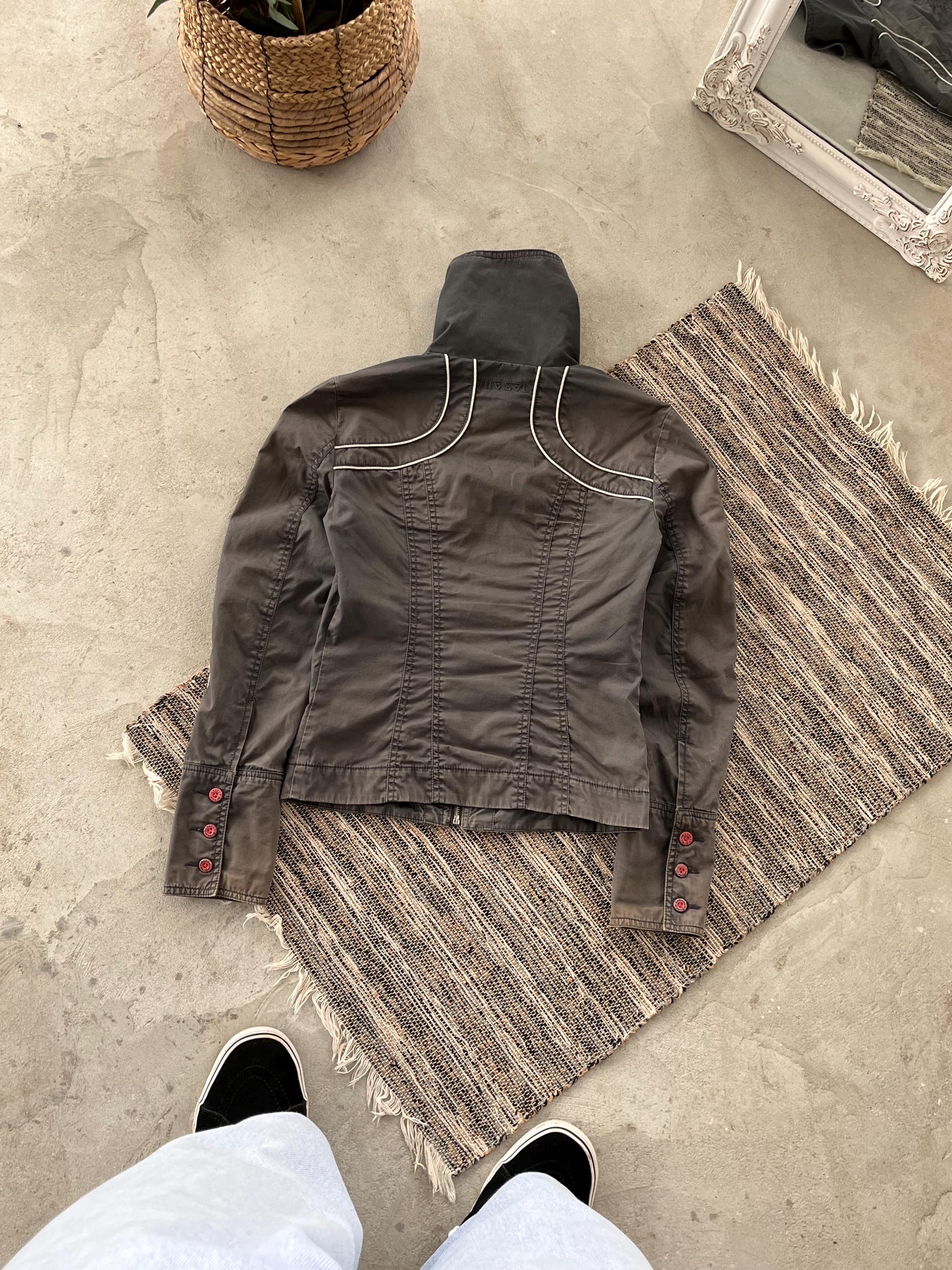 Vintage Diesel Utility Cropped Faded Grey Distressed Jacket