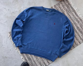 Felpa vintage Polo Ralph Lauren Blue Avantgarde Y2K minimalista Y2K