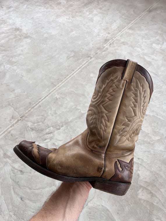Hype Vintage Sancho Cowboy Leather Western High Boots Two tone Avantgarde