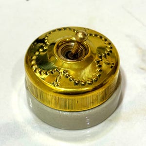 Decorative Ceramic Light Switch Gold Finish, Jasmine Rose Toggle Switch, Vintage Home Upgrade