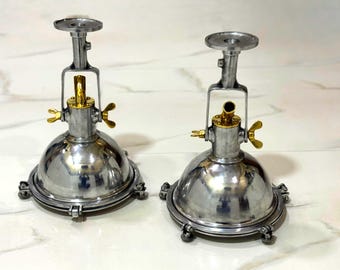 Designer Aluminum Hanging Lamps Pair, Luxury Industrial Ceiling Lights for Kitchen Island & Dining Decor