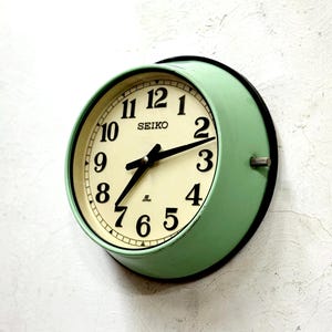 Mint Green Nautical Office Wall Clock – Industrial Bulkhead Clock for Modern Workspace Decor
