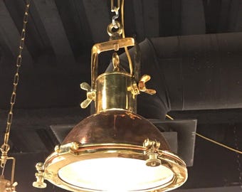 Replica Nautical Marine gladde koperen en messing plafondhanglamp