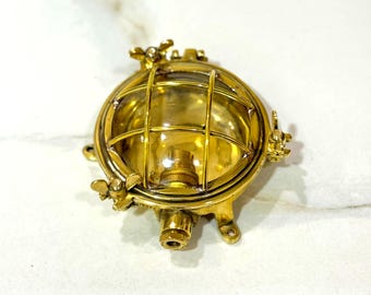 Solid Brass Marine Bulkhead Wall Ceiling Light Fixture for Entryway Balcony Staircase Beach House