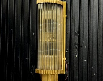 5 STÜCKE Vintage Messing Wandstab Lampe, Art Deco Gerippte Glas Wandleuchte