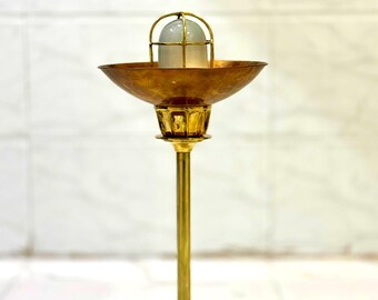 Vintage Marine Ceiling Bulkhead | Brass Nautical Flush Mount Fixture | Ship Style Light