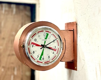Copper Antique Style Wall Clock | Double Sided Retro Station Clock | Unique Home Decor