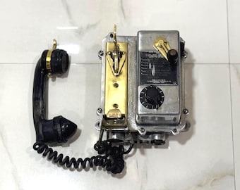 Vintage Marine Ship Telephone | Solid Brass & Metal Industrial Communication Phone | Nautical Wall Decor