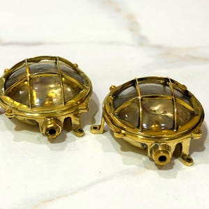 Set van 2 nautische messing schotlampen | Vintage Marine Ship Deck Wall Plafondarmatuur