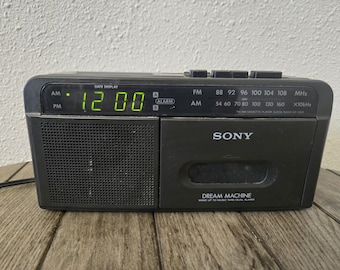 Vintage jaren 1980 Sony Dream Machine ICF-C610 FM/AM cassettespeler klokradio wekker cassettespeler werkt geweldig retro muziek stereo