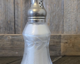 Vintage Lady Primrose Royal Dusting Silk Powder Glass Shaker W/Silver Top 7"T FULL Vanity Beauty