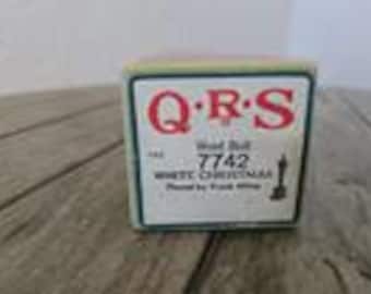 Rollo de palabras 7742 de piano reproductor QRS antiguo, White Christmas, interpretado por Frank Milne Music