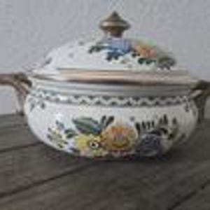 Cacerola antigua ASTA Old Amsterdam de esmalte floral de 20 cm con tapa, fabricada en Alemania. LEER
