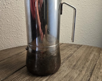 Vintage Acero Inox 18/10 Stainless Steel Stovetop Espresso Maker Moka Coffee Bar Italy
