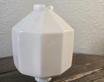 Antik D&S 10-sidig blixtledare i vitt mjölkglas, jordglob | Vintage vindflöjeldekoration | Lantlig rustik arkitektonisk återvinningsdekor