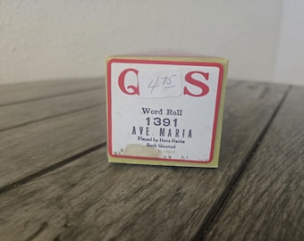 Vintage QRS Player Piano Word Roll 1391 Ave Maria Hans Hanks Back Gounod Music