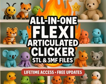 1500+ All in One Mega Flexi & Articulated and clicker 3D Model Stl and 3mf bundle