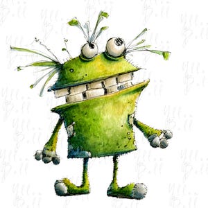 Cute Monster Clipart Bundle – 12 Funny Cartoon Monsters PNG JPG – Whimsical Alien Creature Illustration Set – Kids Printable Art