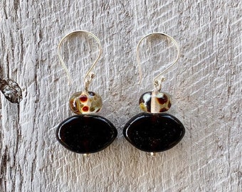Recycled Gin Bottle Bead Earrings: Sterling Silver Wire