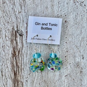Recycled Gin Bottle Earrings: Bombay Sapphire & Fever-Tree bottles